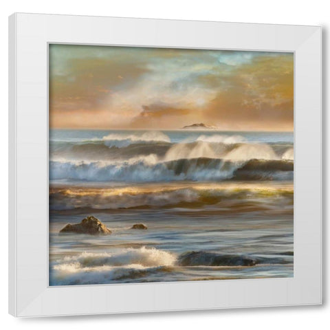 Distant Island White Modern Wood Framed Art Print by Calascibetta, Mike