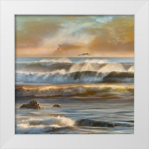 Distant Island White Modern Wood Framed Art Print by Calascibetta, Mike