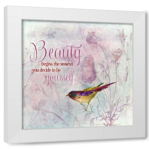 Lavender Finch II White Modern Wood Framed Art Print by Tava Studios