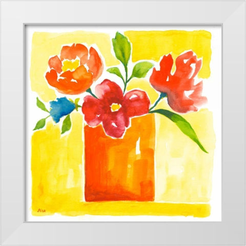 Sunny Day Bouquet II White Modern Wood Framed Art Print by Nan