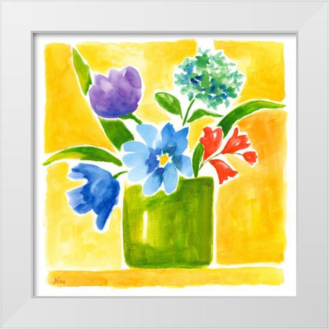 Sunny Day Bouquet III White Modern Wood Framed Art Print by Nan