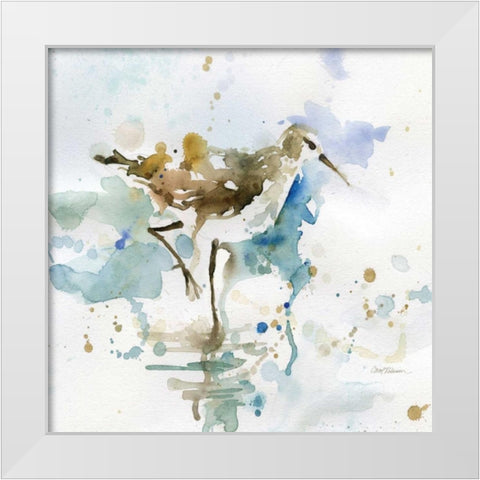 Malibu Sand Piper White Modern Wood Framed Art Print by Robinson, Carol