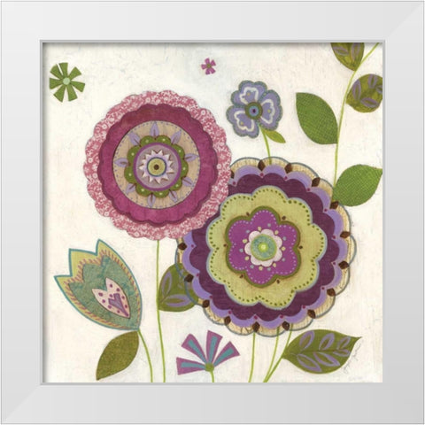 Posie I White Modern Wood Framed Art Print by Tava Studios