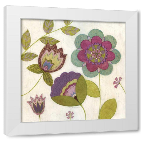 Posie II White Modern Wood Framed Art Print by Tava Studios