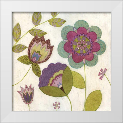 Posie II White Modern Wood Framed Art Print by Tava Studios