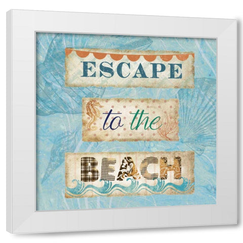 Escape to the Beach White Modern Wood Framed Art Print by Nan