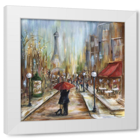 Kiss Me in Paris White Modern Wood Framed Art Print by Dunlap, Marilyn