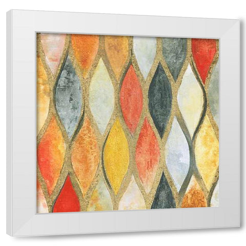 Teardrop Mosaic White Modern Wood Framed Art Print by Tava Studios