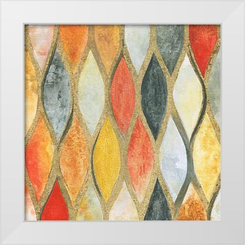 Teardrop Mosaic White Modern Wood Framed Art Print by Tava Studios