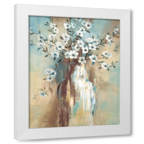 Blossoms in Spring White Modern Wood Framed Art Print by Nan