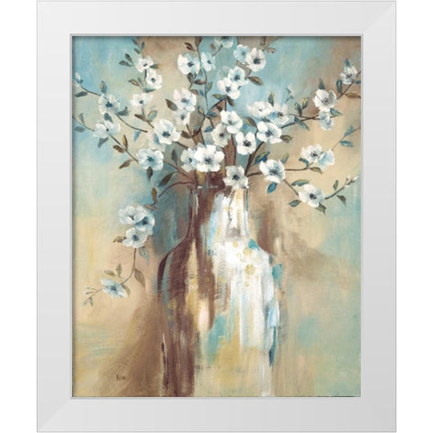 Blossoms in Spring White Modern Wood Framed Art Print by Nan