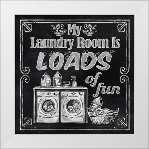 Loads of Fun White Modern Wood Framed Art Print by Knutsen, Conrad