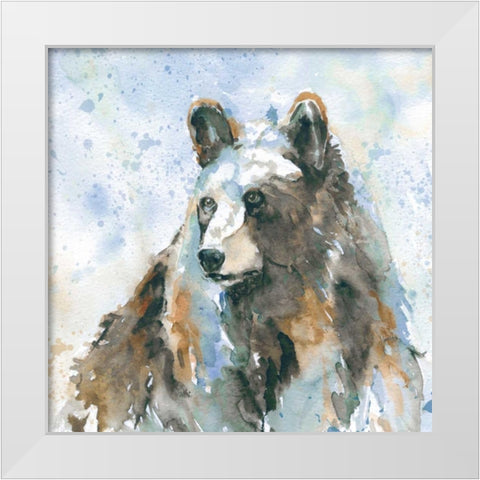Black Bear On Blue White Modern Wood Framed Art Print by Robinson, Carol