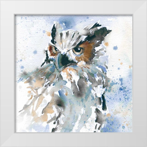 Owl On Blue White Modern Wood Framed Art Print by Robinson, Carol