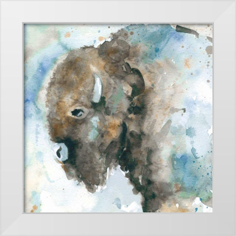 Buffalo On Blue White Modern Wood Framed Art Print by Robinson, Carol