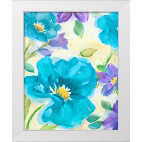 Bright Poppy Blue I White Modern Wood Framed Art Print by Nan