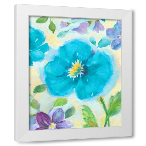 Bright Poppy Blue II White Modern Wood Framed Art Print by Nan