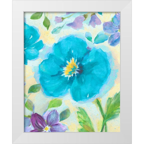 Bright Poppy Blue II White Modern Wood Framed Art Print by Nan