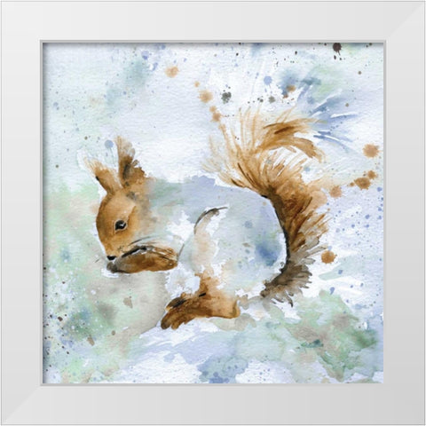 Squirrel White Modern Wood Framed Art Print by Robinson, Carol