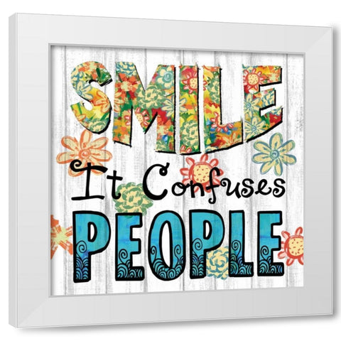 Smile White Modern Wood Framed Art Print by Manning, Ruane