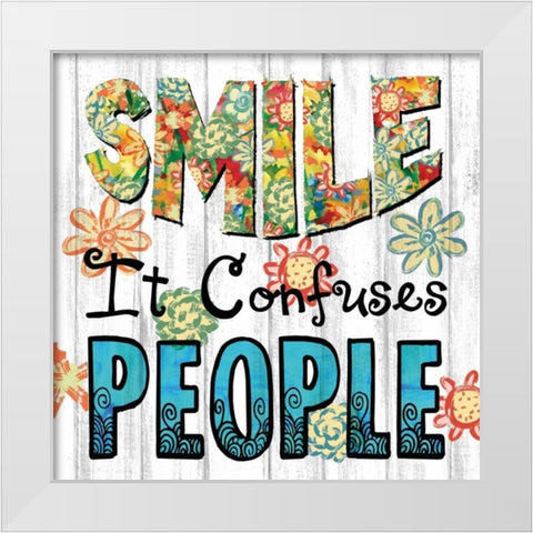 Smile White Modern Wood Framed Art Print by Manning, Ruane