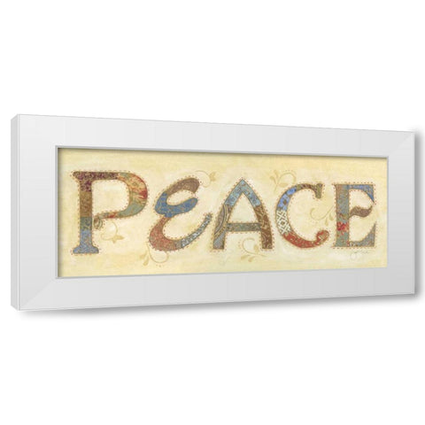 Peace White Modern Wood Framed Art Print by Tava, Janet