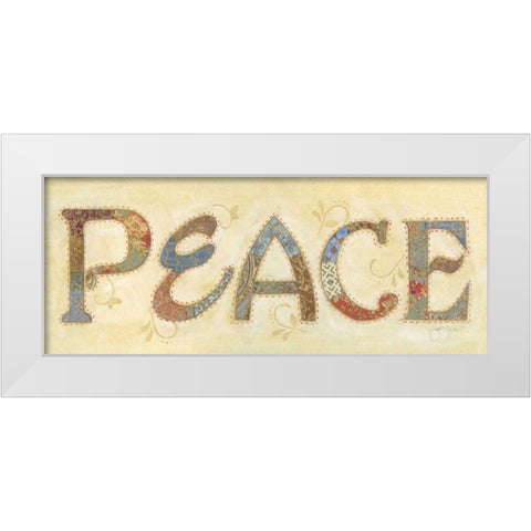 Peace White Modern Wood Framed Art Print by Tava, Janet