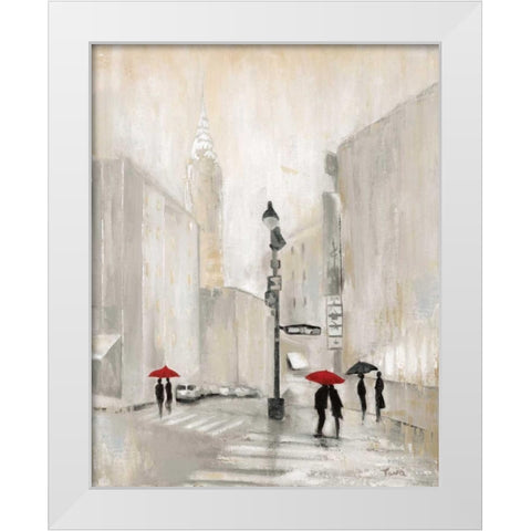 New York Shadows White Modern Wood Framed Art Print by Tava Studios