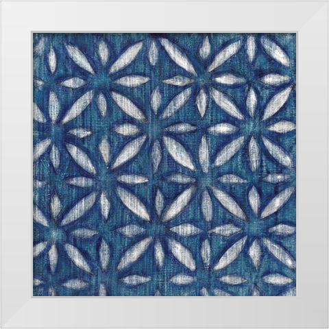 Shibori Blue II White Modern Wood Framed Art Print by Tava Studios