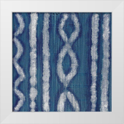 Shibori Blue III White Modern Wood Framed Art Print by Tava Studios
