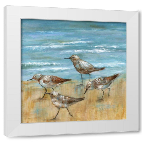 Sandpipers III White Modern Wood Framed Art Print by Nan