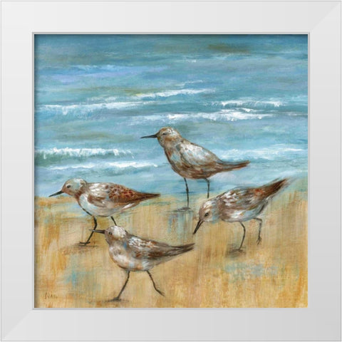 Sandpipers III White Modern Wood Framed Art Print by Nan