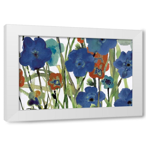 Picking Flowers White Modern Wood Framed Art Print by Jill, Susan