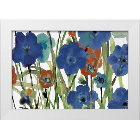 Picking Flowers White Modern Wood Framed Art Print by Jill, Susan