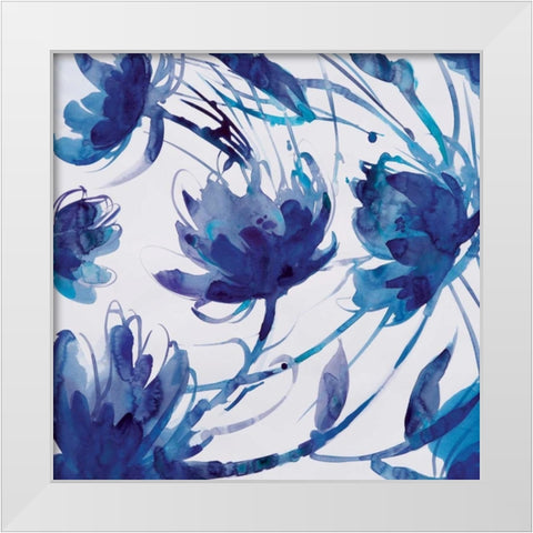 Indigo Swirl II White Modern Wood Framed Art Print by Troise Heidel, Theresa
