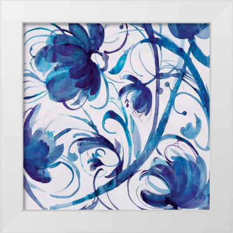 Indigo Swirl III White Modern Wood Framed Art Print by Troise Heidel, Theresa