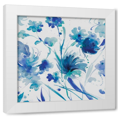 Whimsical Blues I White Modern Wood Framed Art Print by Troise Heidel, Theresa