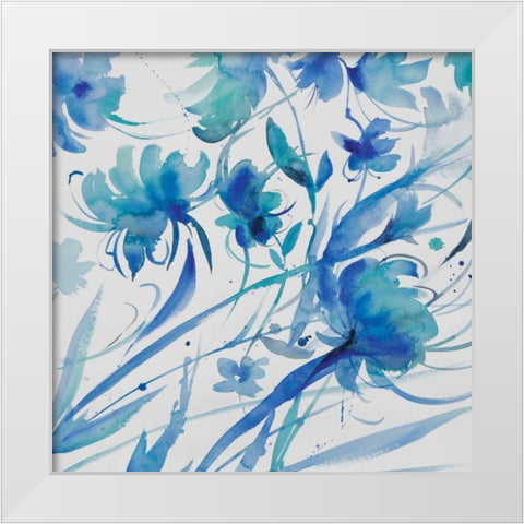 Whimsical Blues II White Modern Wood Framed Art Print by Troise Heidel, Theresa