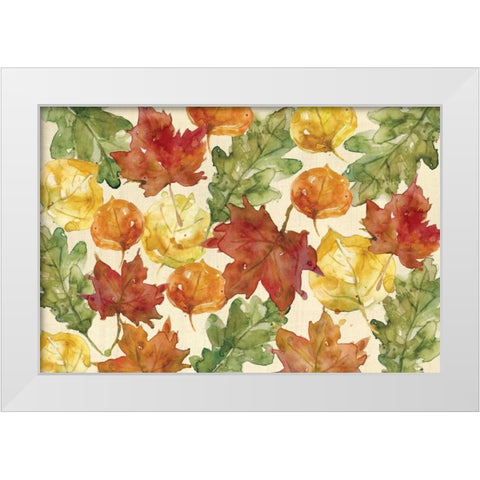 Autumn Leaves White Modern Wood Framed Art Print by Robinson, Carol