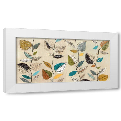 Dancing Leaves III White Modern Wood Framed Art Print by Tava Studios