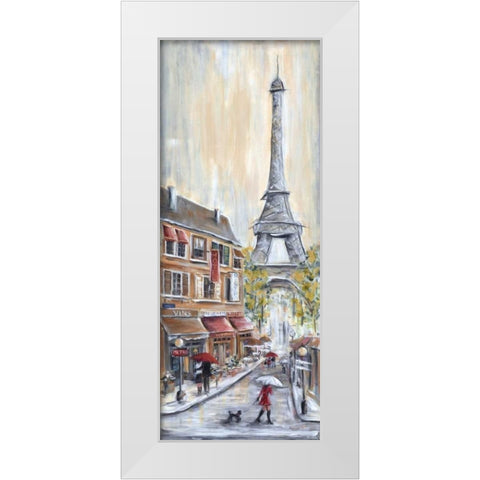 Paris Poodle White Modern Wood Framed Art Print by Dunlap, Marilyn