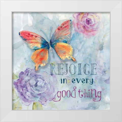 Rejoice White Modern Wood Framed Art Print by Robinson, Carol