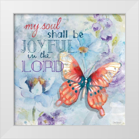 Joyful White Modern Wood Framed Art Print by Robinson, Carol