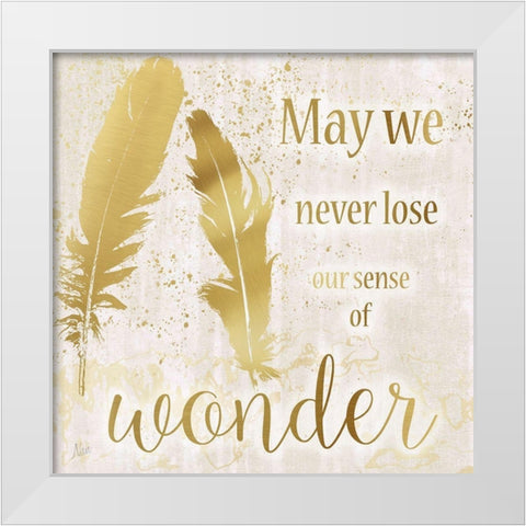 Feathers Wonder White Modern Wood Framed Art Print by Nan