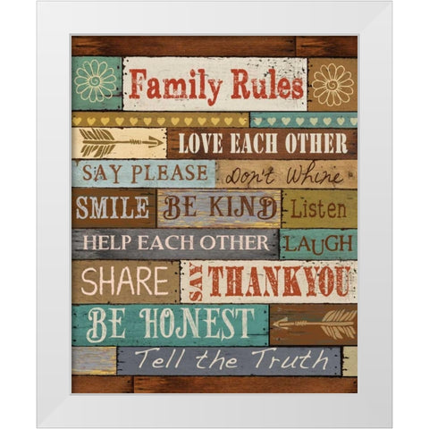 Family Rules White Modern Wood Framed Art Print by Knutsen, Conrad