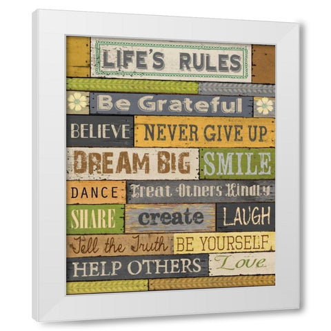 Lifes Rules White Modern Wood Framed Art Print by Knutsen, Conrad