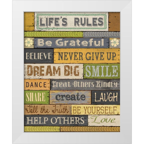 Lifes Rules White Modern Wood Framed Art Print by Knutsen, Conrad