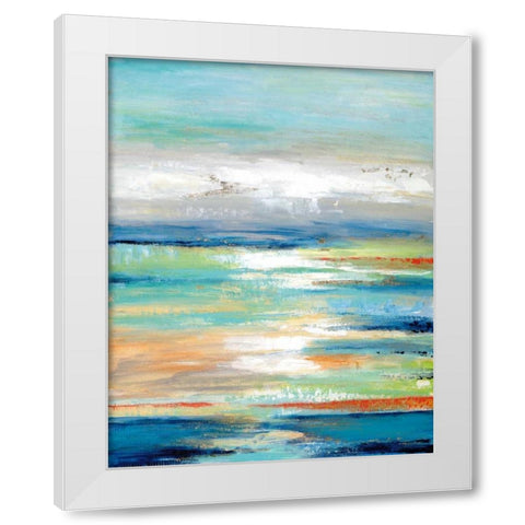 Out To Sea White Modern Wood Framed Art Print by Tava studios