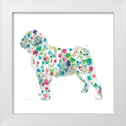 Tapestry Pug White Modern Wood Framed Art Print by Robinson, Carol