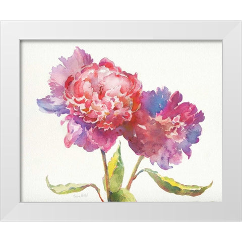 Prize Peonies I White Modern Wood Framed Art Print by Troise Heidel, Theresa